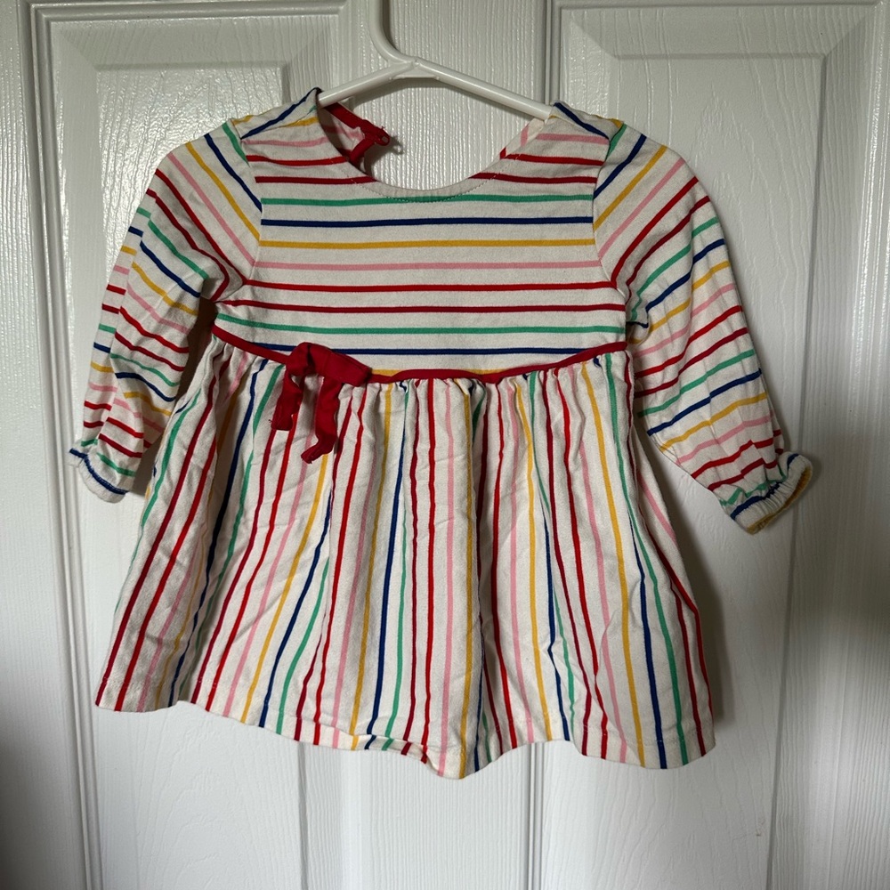 Hanna Andersson Multicolor Striped Baby Dress with Red Trim